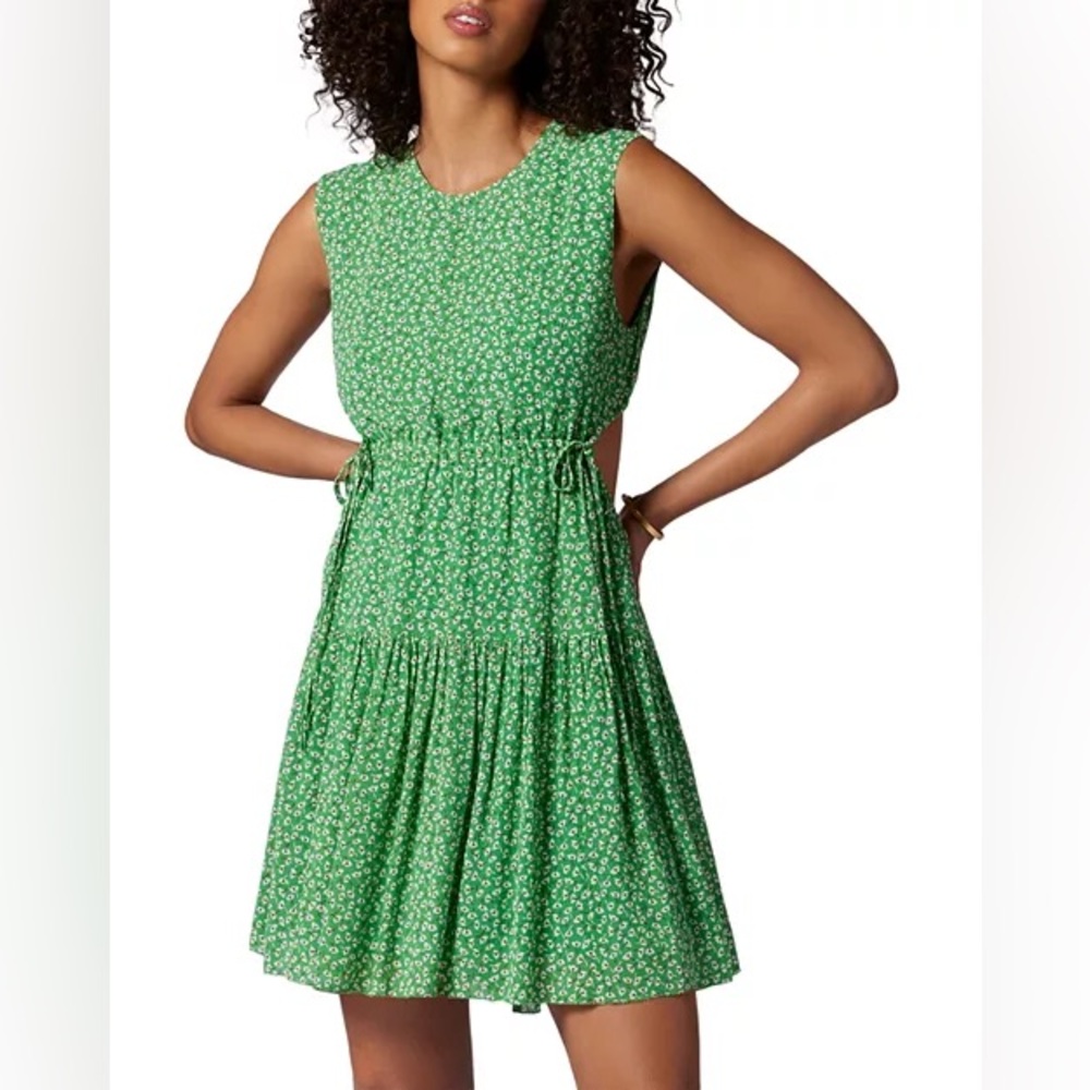 NWT Joie Bea Green Briar Floral Mini Dress Cutout Open Back